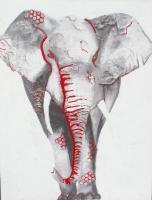 Elephant In The Room Series - Strength Red - Acrylicother Found Objects